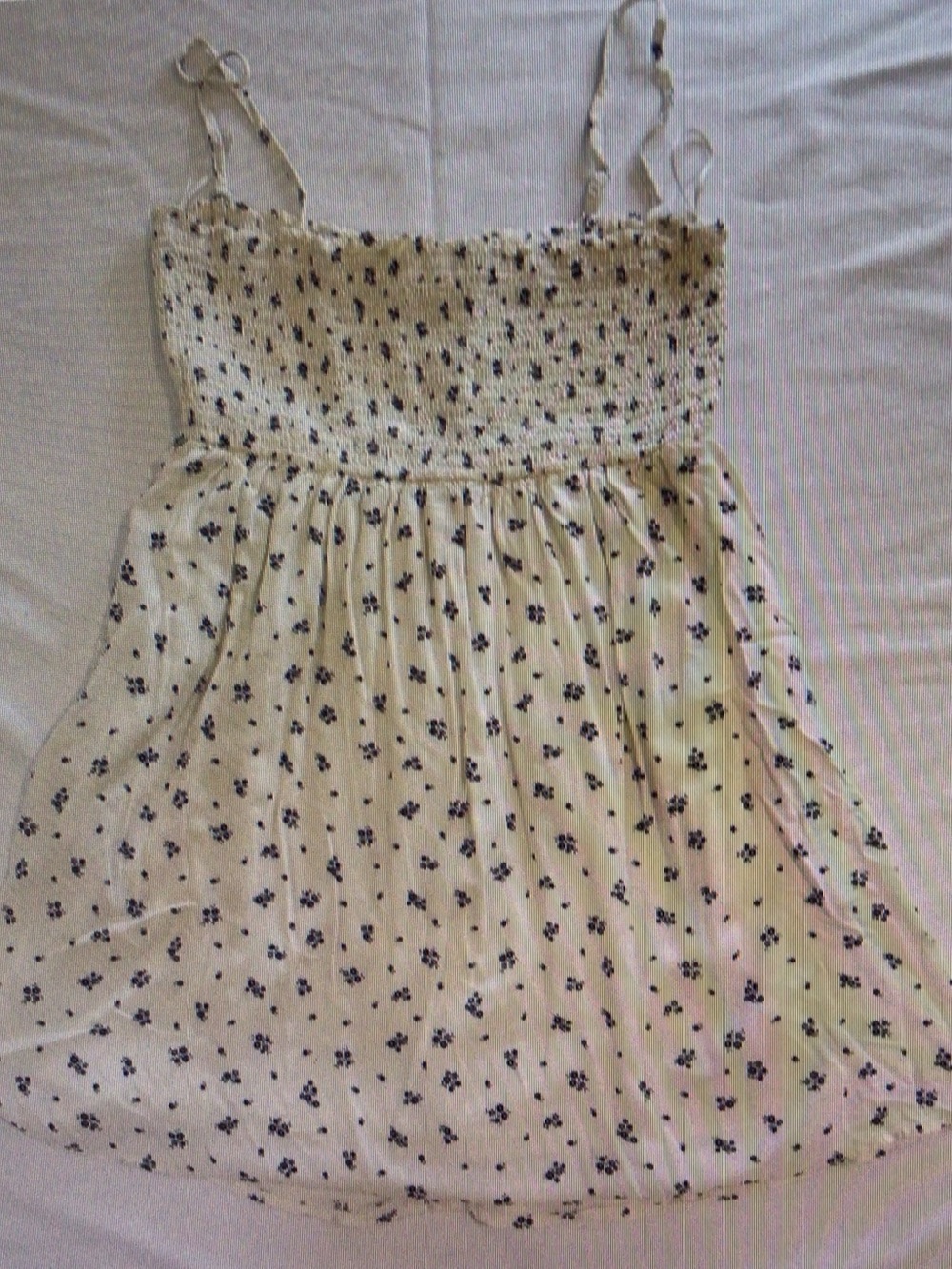Girls Cream Floral Smocked Sundress